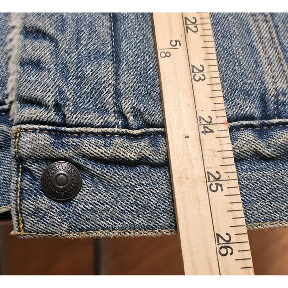 Levis Mens Sherpa-Lined Denim Trucker Jacket Blue Medium Warm Casual Outerwear - Picture 14 of 15